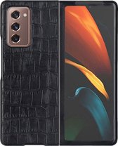 Mobigear Hoesje geschikt voor Samsung Galaxy Z Fold 2 Telefoonhoesje Hardcase | Mobigear Croco Backcover | Galaxy Z Fold 2 Case | Back Cover - Zwart