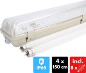 Proventa EcoPlus LED TL Balken dubbel 4 x 150 cm - Waterdicht & Slagvast - 4Pack
