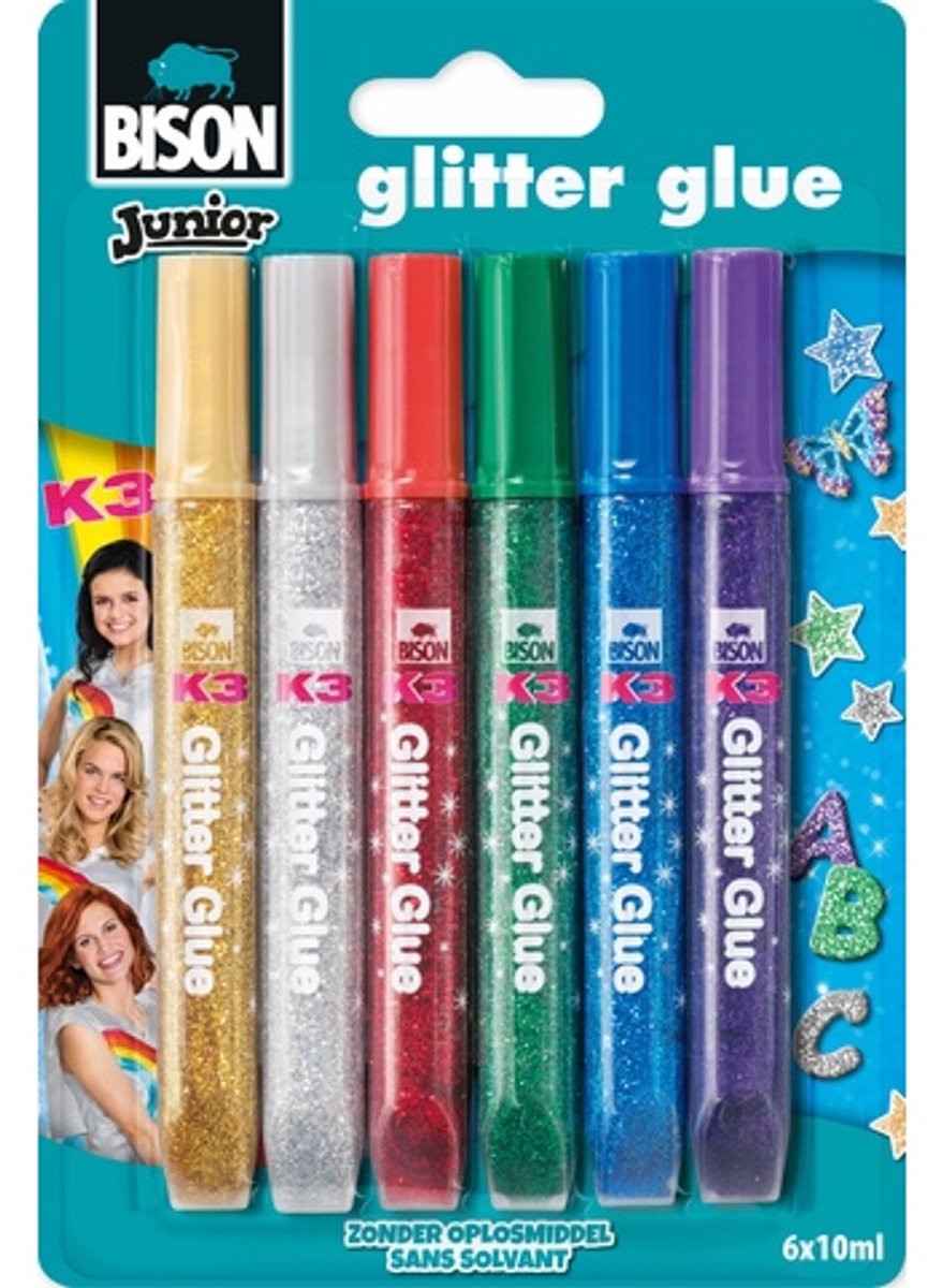 Glitterglue Bison K3 6*10ml -