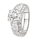 Lucardi Dames Ring met zirkonia bling - Ring - Cadeau - Echt Zilver - Zilverkleurig