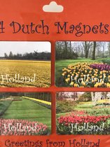 koelkastmagneten Holland vier stuks tulpen landschap cadeau  wenskaart met vier afbeeldingen koelkastmagneet