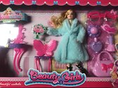 modepop met teddyjas poppenmeubel kaptafel en beautyset past ook met Barbie