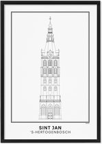 SKAVIK Sint Jan - Den Bosch Poster | 30x40 cm | Houten lijst (zwart)