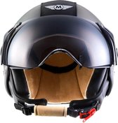 MOTO H45 , Jethelm grijs, met leren afwerking, scooterhelm, motorhelm, Vintage-Titan, M, hoofdomtrek 57-58cm