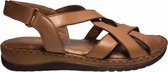 Manlisa velcro platte lederen comfort sandalen S147-20-1730 camel mt 38