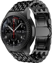 Smartwatch bandje - Geschikt voor Samsung Galaxy Watch 3 45mm, Gear S3, Huawei Watch GT 2 46mm, Garmin Vivoactive 4, 22mm horlogebandje - RVS metaal - Fungus - Bolletjes - Zwart