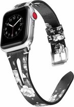 Geschikt voor Apple Watch bandje 42 / 44 / 45 / 49 mm - Series 1 2 3 4 5 6 7 8 SE Ultra - Smartwatch iWatch horloge band - 42mm 44mm 45mm 49mm - Fungus - PU Leer - Grijs - Split