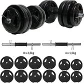 ECGSPOR Verstelbare Dumbbells - 2 x 13 kg - Halterset / Dumbbell Set 26 kg - Zwart