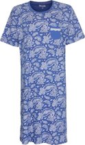 Medaillon Dames Nachthemd - 100% Katoen - Blauw - Maat L