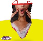 Flappy | Verbaasde vrouw mondkapje | Mondkapje XXL | Gezichtsmasker | Motor sjaal | Ski Masker | Facemask | Fiets sjaal |  Bevestiging aan de oren | Ook leuk voor de zoom borrel |
