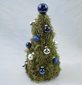 Decoratieve kunststof kerstboom mos met glazen kerstballen - 30 x Ø 14  cm, kerststukje