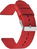 Smartwatch bandje - Geschikt voor Samsung Galaxy Watch 3 45mm, Gear S3, Huawei Watch GT 2 46mm, Garmin Vivoactive 4, 22mm horlogebandje - Nylon stof - Fungus - Rood
