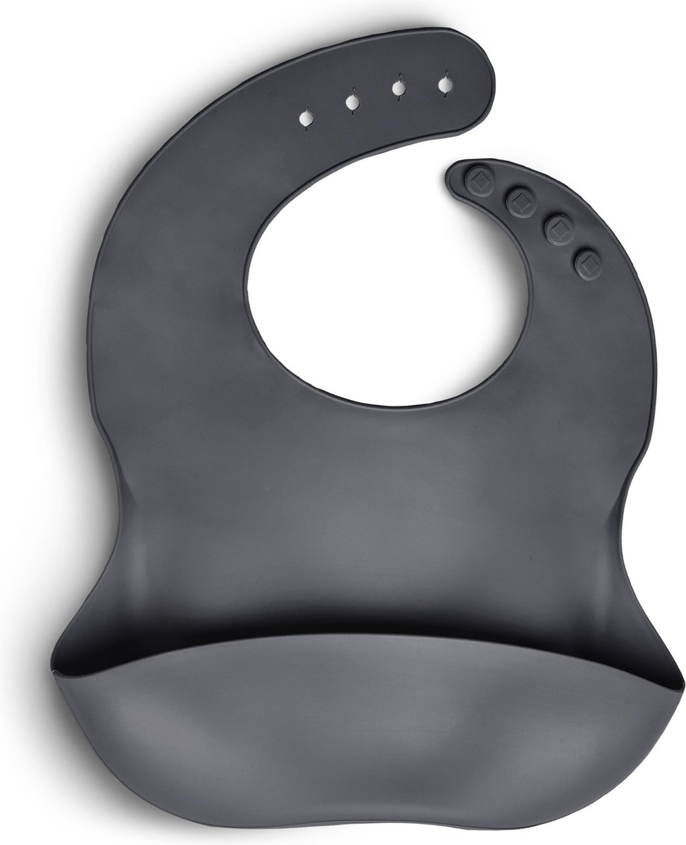 Goedkoopste Telano® Slabbetje met Opvangbakje Donkergrijs - Siliconen Slabber Baby Peuter - Verstelbaar en Waterproof - Kraamcadeaus Jongen - Meisje