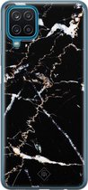 Samsung A12 hoesje siliconen - Marmer zwart | Samsung Galaxy A12 case | zwart | TPU backcover transparant