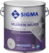Sigma Muurverf - Muren en Plafonds - Grijs RAL 7047 - 2,5L - Voor binnen