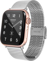 Fungus - Smartwatch bandje - Geschikt voor Apple Watch 42 / 44 / 45 / 49 mm - Series 1 2 3 4 5 6 7 8 9 SE Ultra iWatch - Metaal - Fijne streep - Zilver