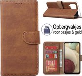 Samsung Galaxy A12 Book Case - Bookstyle Cover - Portemonnee Hoesje - Galaxy A12 (5G) Hoesje - BRUIN - EPICMOBILE