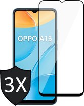 Oppo A15 Screenprotector - Oppo A15 Screenprotector Glas Full Screen - Oppo A15 Screen Protector - 3 Stuks