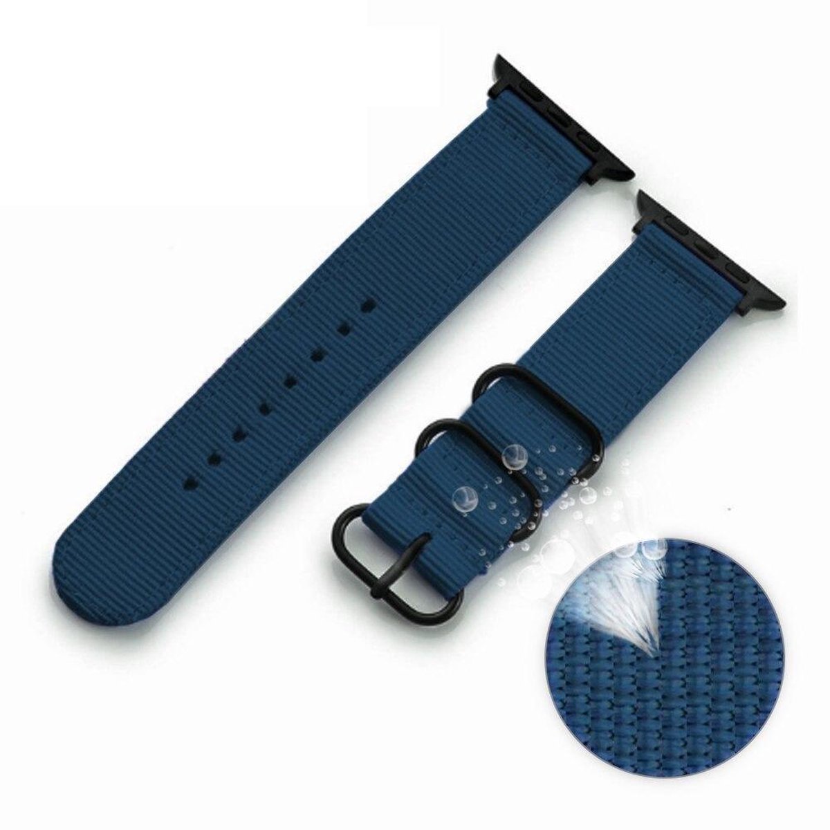 DrPhone SWB1 - Smart Watch Bandje - Roestvrij Staal Gesp - Nylon - Geschikt voor IOS Smartwatch 38-40-41mm - Blauw