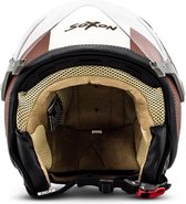 SOXON SP-326  Vintage JetHelm Leder XS 53-54cm hoofdomtrek, met vizier, motorhelm, scooterhelm, open jet helm voor dames, heren voor motor en scooter