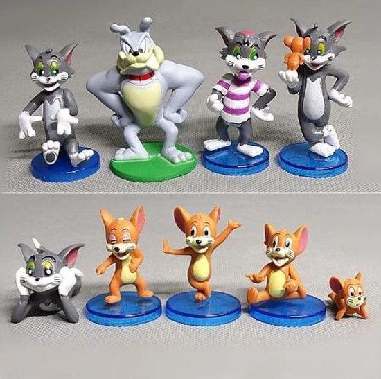 Tom and Jerry Figuren - Actiefiguren - Set van 9 - Tom - Beeldjes - Pvc -  Jerry -... | bol.com