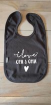 Funnies Slab met tekst - Baby slab - Zwart - kraamcadeau - I Love opa & oma