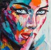 100% Nederlandse Productie! │ Diamond Painting │ Aquarel Abstracte Vrouw │ Formaat 80 x 80 cm │ Diamond Painting Pakket Volwassen │ Volledige bedekking │ Vierkant │ Full │ Flitzz Diamond Painting