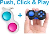 Simple Dimple & Fidget Pad Blauw - Fidget Toys - Pakket - Pop It - Sleutelhanger
