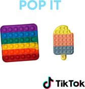 Regenboog Pop it Fidget toys - TikTok trend 2021 | Goedkope Pop IT | Vierkant Rainbow & Ijs POP IT