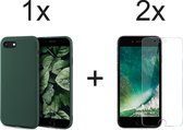 iParadise iPhone 7 hoesje groen - iPhone 7 hoesje siliconen case hoesjes cover hoes - 2x iPhone 7 screenprotector