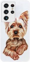 - ADEL Siliconen Back Cover Softcase Hoesje Geschikt voor Samsung Galaxy S21 Ultra - Yorkshire Terrier Hond