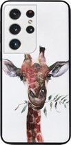 - ADEL Siliconen Back Cover Softcase Hoesje Geschikt voor Samsung Galaxy S21 Ultra - Giraf
