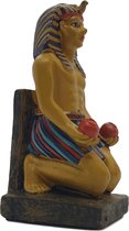 Egypte beeldjes decoratie 9 cm hoog – knielend Farao beeld nagebootst uit Toetanchamon tijd Egyptische beelden polyresin materiaal | GerichteKeuze