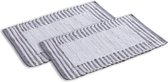 Pippa Design Badmat - douchemat - wit/grijs gestreept - 50x80cm - set van 2