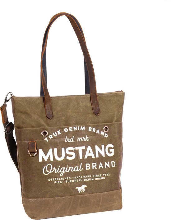 Mustang ® Genua Shopper heavy waxed canvas - Army Brown