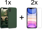 iParadise iPhone XS hoesje groen - iPhone XS hoesje siliconen case hoesjes cover hoes - 2x iPhone xs screenprotector