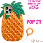 Casies Apple iPhone X (10) /Xs Pop It Fidget Toy telefoonhoesje - Ananas case - Gezien op TikTok - Soft case Pineapple hoesje - Fidget Toys
