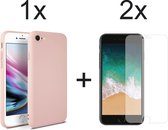 iParadise iPhone 5 hoesje roze siliconen case - iPhone SE 2016 hoesje roze - iphone 5s hoesje roze hoes cover - 2x iPhone 5 screenprotector