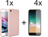 iPhone 5 hoesje roze siliconen case - iPhone SE 2016 hoesje roze - iphone 5s hoesje roze hoes cover - 4x iPhone 5 screenprotector