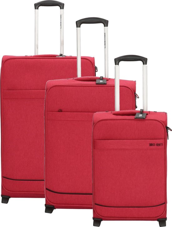 Enrico Benetti Dallas 39042 driedelige kofferset softcase - Roze rood |  bol.com