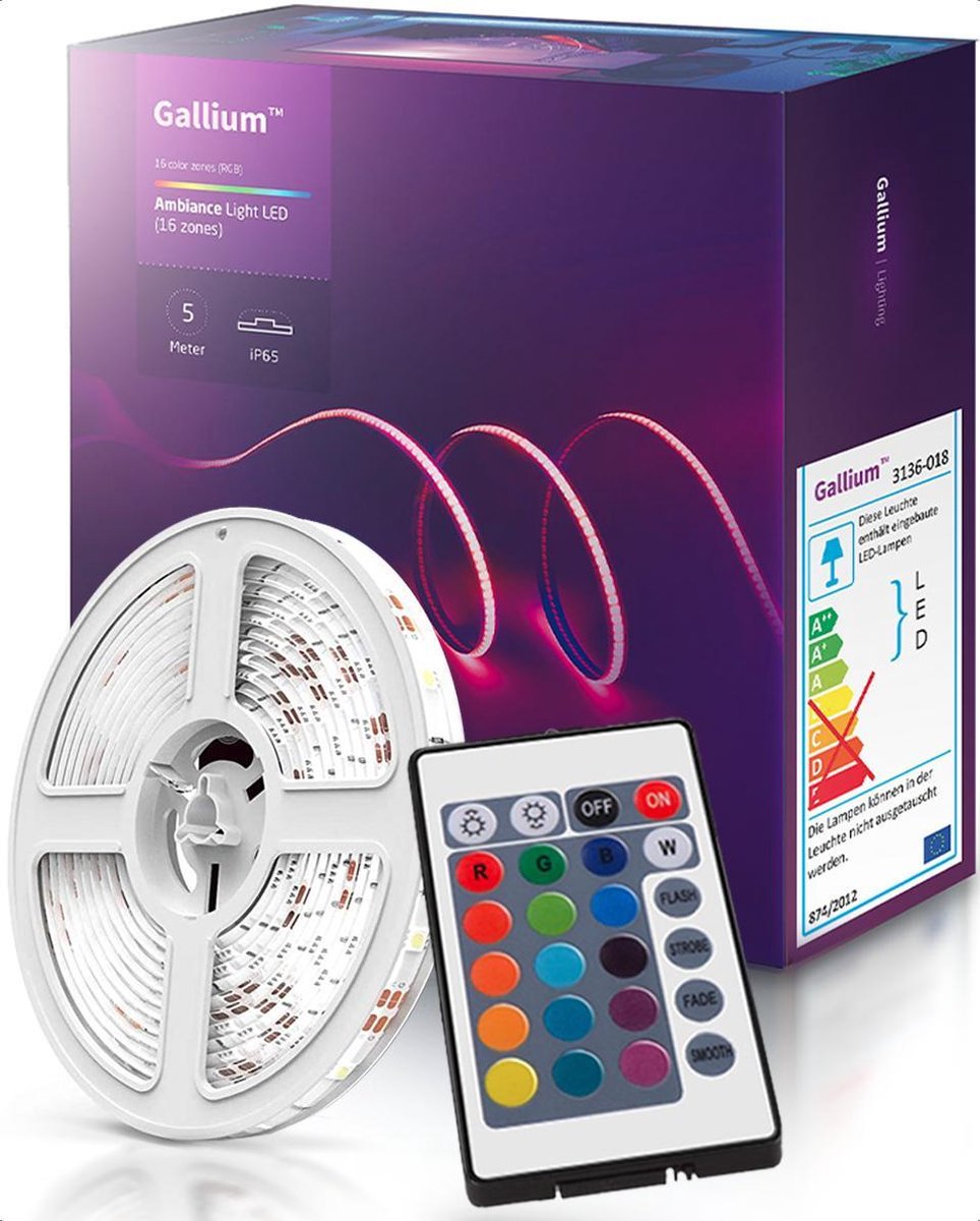 Led Strip 5 Meter - RGB Verlichting - Complete Set met Afstandbediening ...