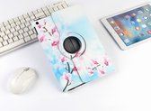 P.C.K. Hoesje/Boekhoesje/Bookcover/Bookcase/Book draaibaar lichtblauw met lichtroze bloemen print geschikt voor Apple iPad AIR 4 10.9 (2020)  MET GLASFOLIE/TEMPERED GLASS