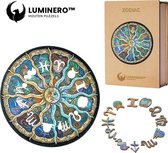 Luminero™  Houten Zodiac Jigsaw Puzzel - A5 Formaat Jigsaw - Unieke 3D Puzzels - Huisdecoratie - Wooden Puzzle - Volwassenen & Kinderen - Incl. Houten Doos