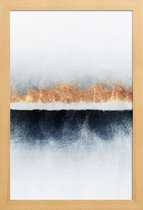 JUNIQE - Poster in houten lijst Horizon -20x30 /Blauw & Wit