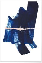 JUNIQE - Poster Donkerblauw - abstract -60x90 /Blauw & Geel