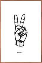 JUNIQE - Poster met kunststof lijst Peace -13x18 /Wit & Zwart