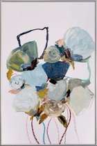 JUNIQE - Poster met kunststof lijst Bloom 0831 -30x45 /Blauw & Grijs