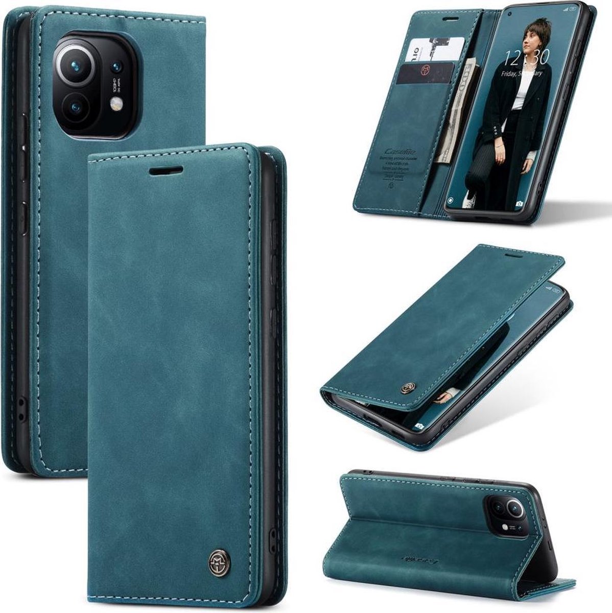 Xiaomi Mi 11 Bookcase hoesje - CaseMe - Effen Blauw - Kunstleer