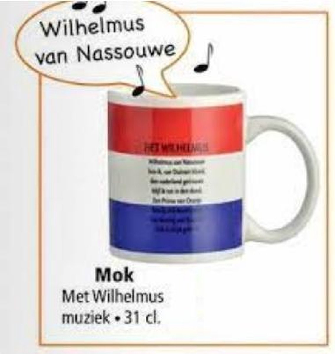 Wilhelmus koffie mok - Koffiekopje - Koningsdag accessoires – Koningsdag artikelen – Oranje versiering - Muziekmok