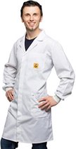ESD work coat white, 3/4 length long sleeve, S